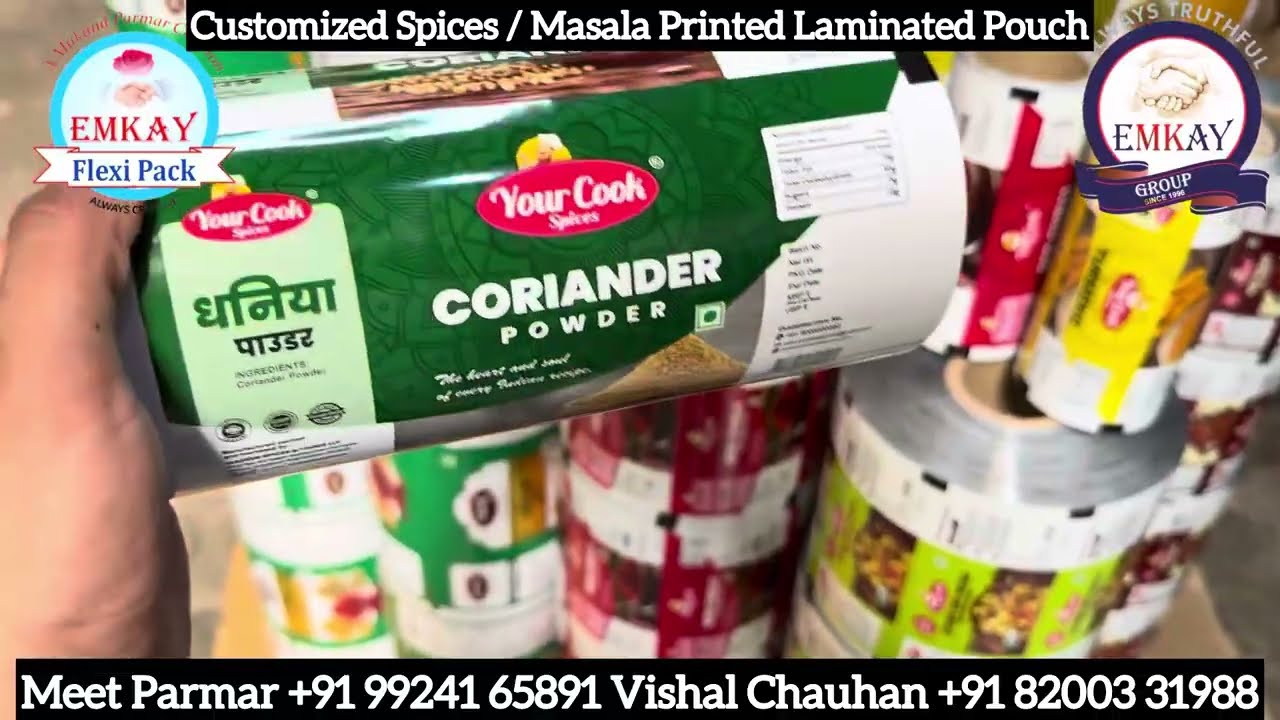 Masala Spices Cylinder Printed Pouch Printing Packaging Material Supplier at Ahmedabad Gujarat 