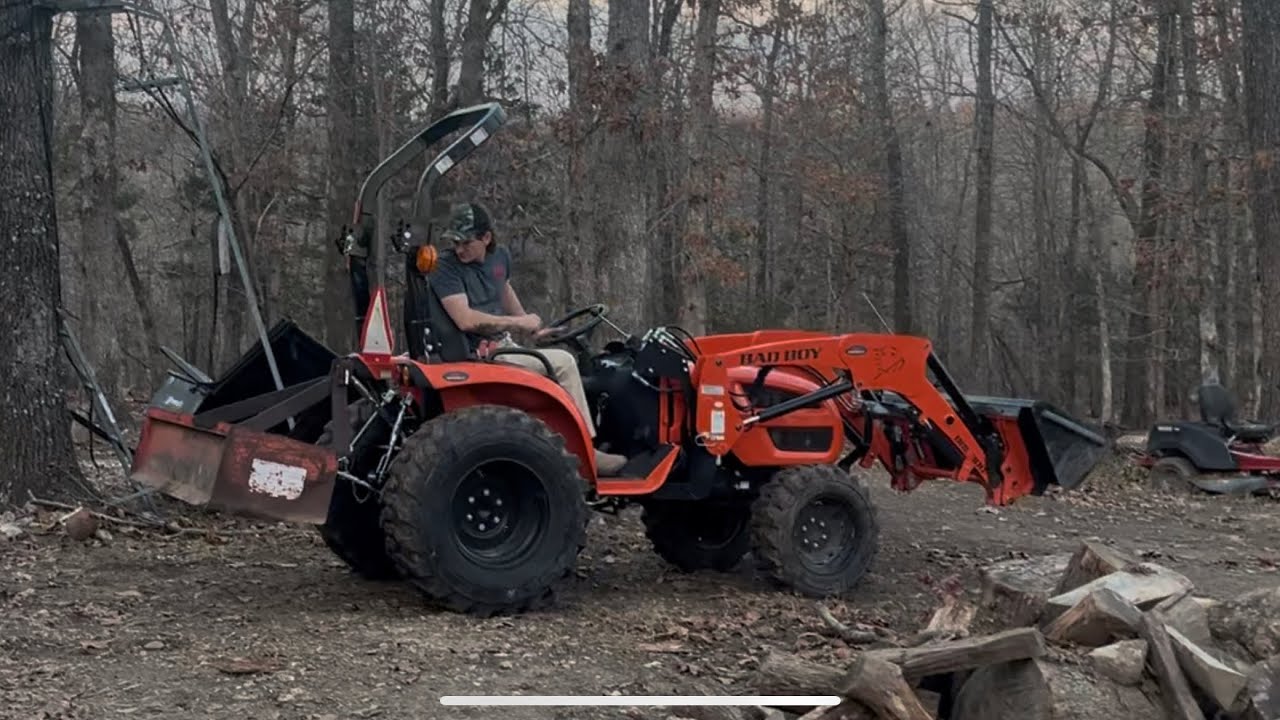 Stump ripping and rock picking box blade on the bad boy 3026