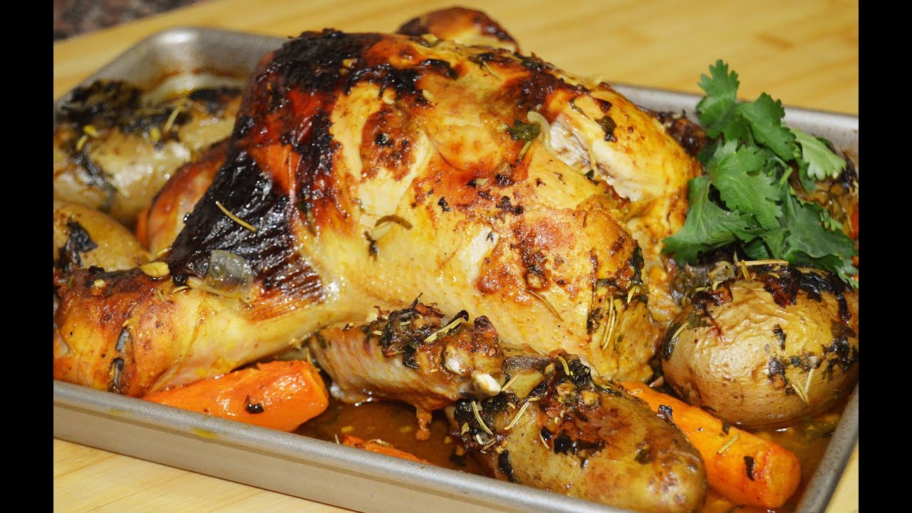 دجاج مشوي بالفرن مع الخضار Chef Ahmad AllCooking/Roasted Chicken