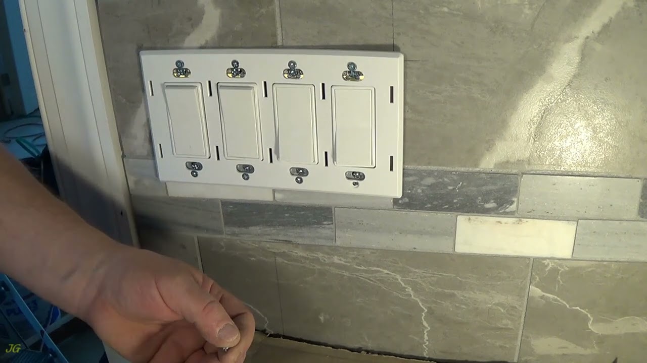 Lutron 4 gang screwless wall plate installation.