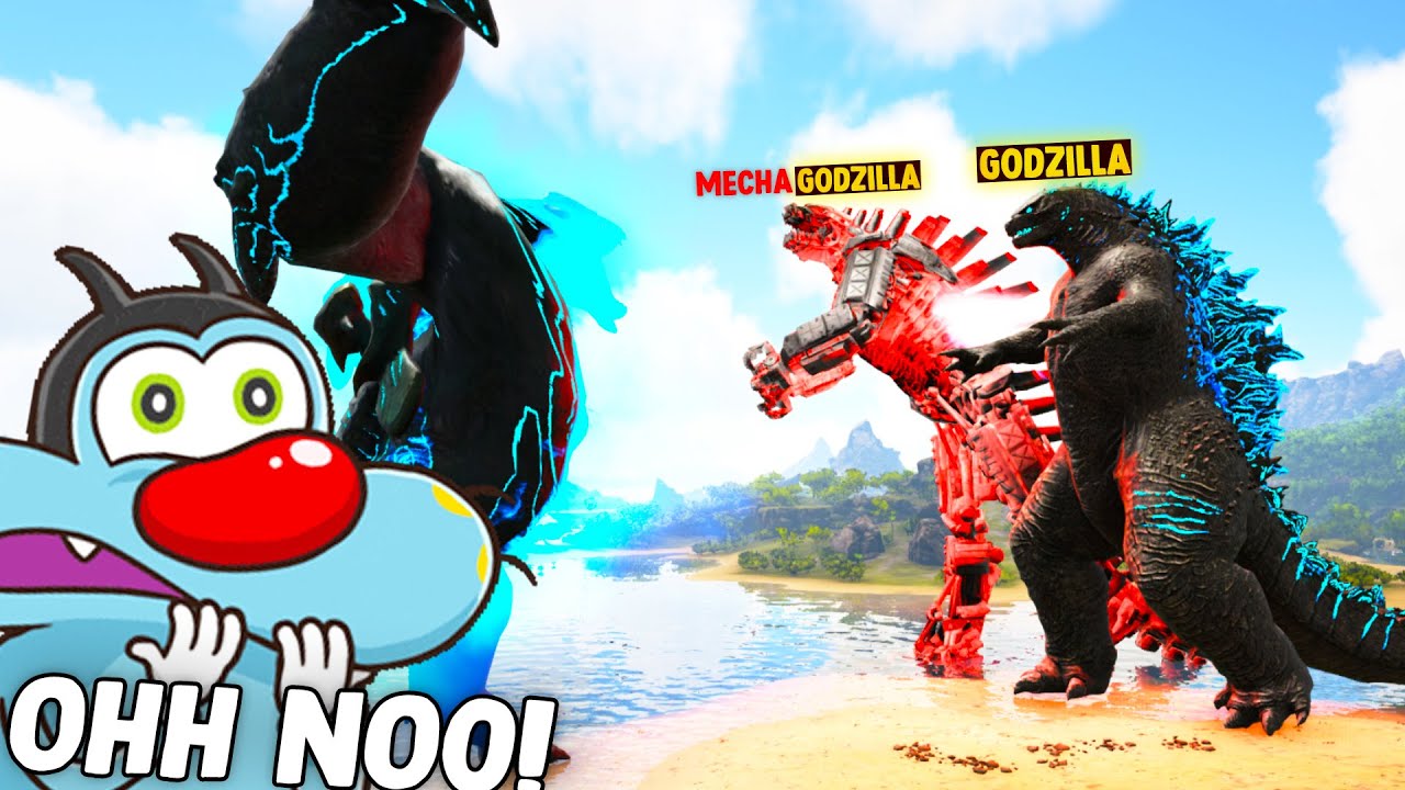 GODZILLA AND MECHA GODZILLA VS LEATHERBACK | ARK: Survival Evolved ! 