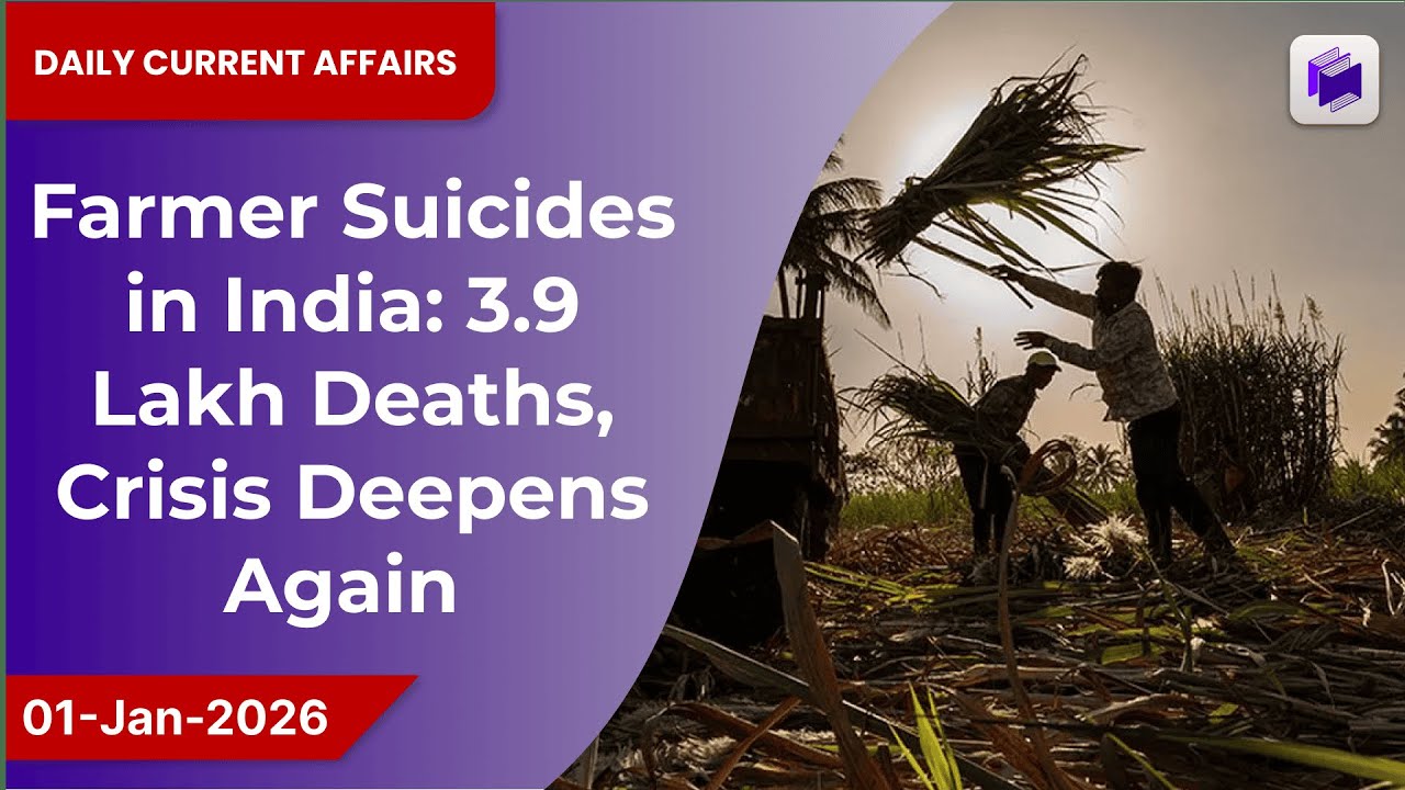 🌾⚠️ Farmer suicides in India: 3.9 lakh deaths, crisis deepens again | 01 Jan 2026