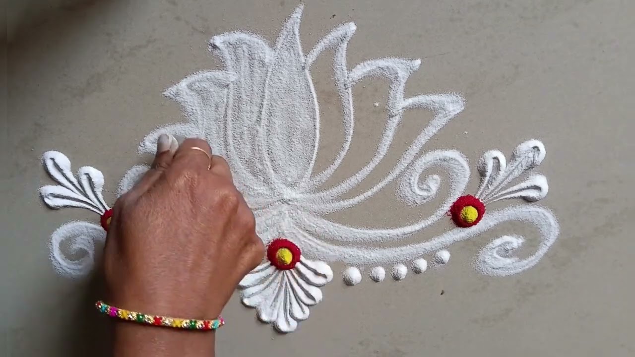 Easy and Simple rangoli design roj रोज देवसामोर काढा सोपी रांगोळी 