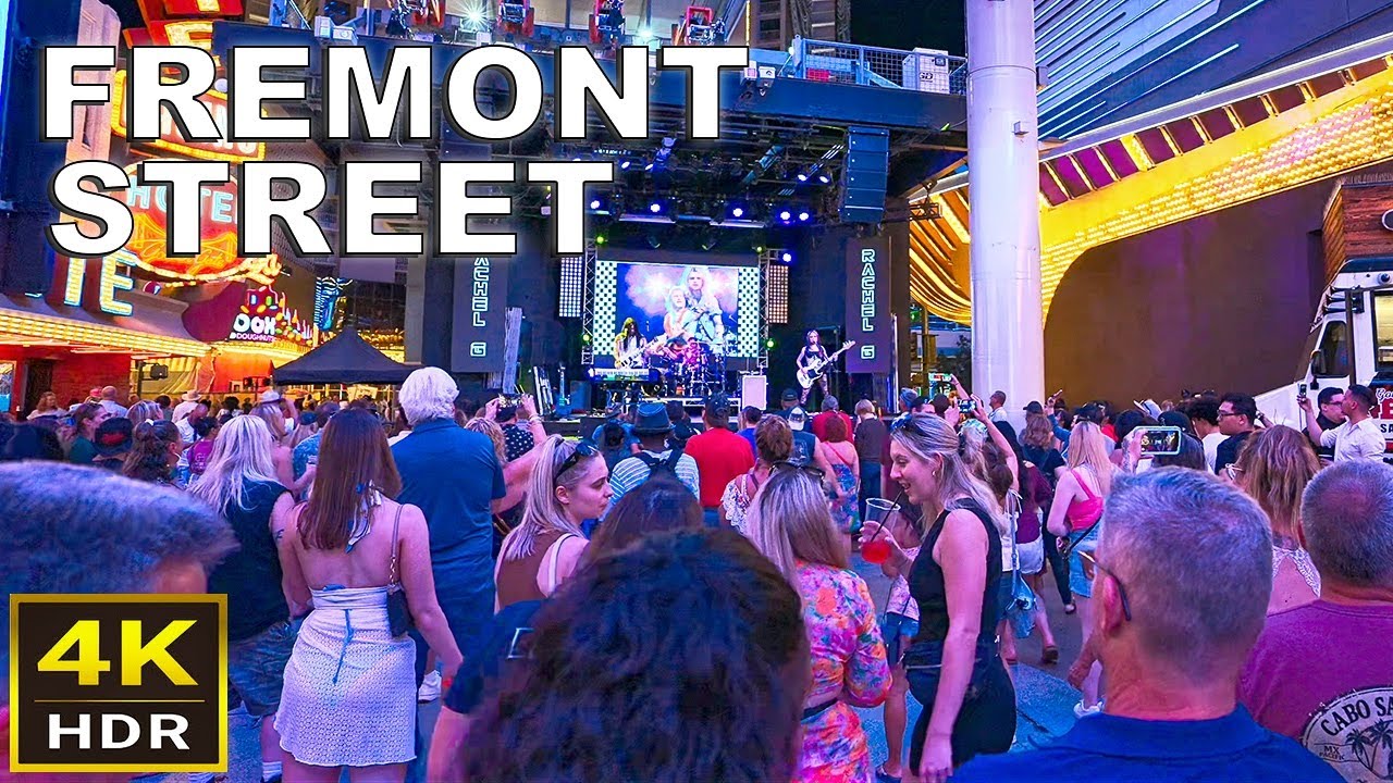 (4K HDR) Fremont Street Las Vegas Narrated Walk - 2023 - ft. Smash Mouth Concert