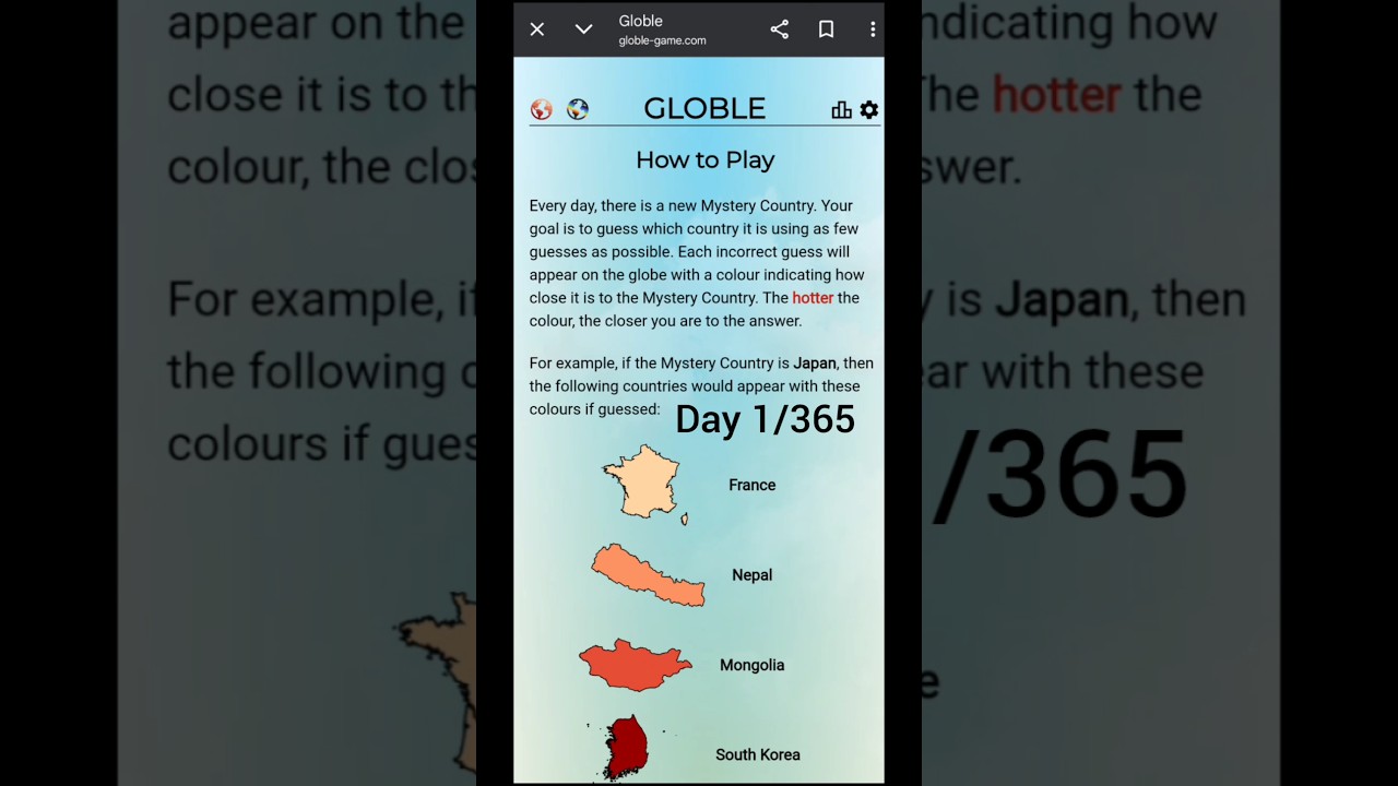 Globle 365 days challenge | Day 1 
