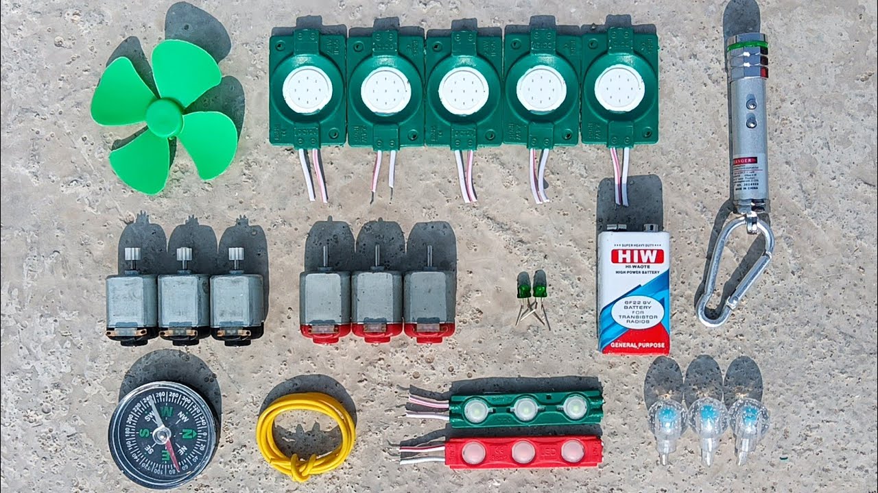 Lot OF Green LEDs And Different Types DC Motor Collection 