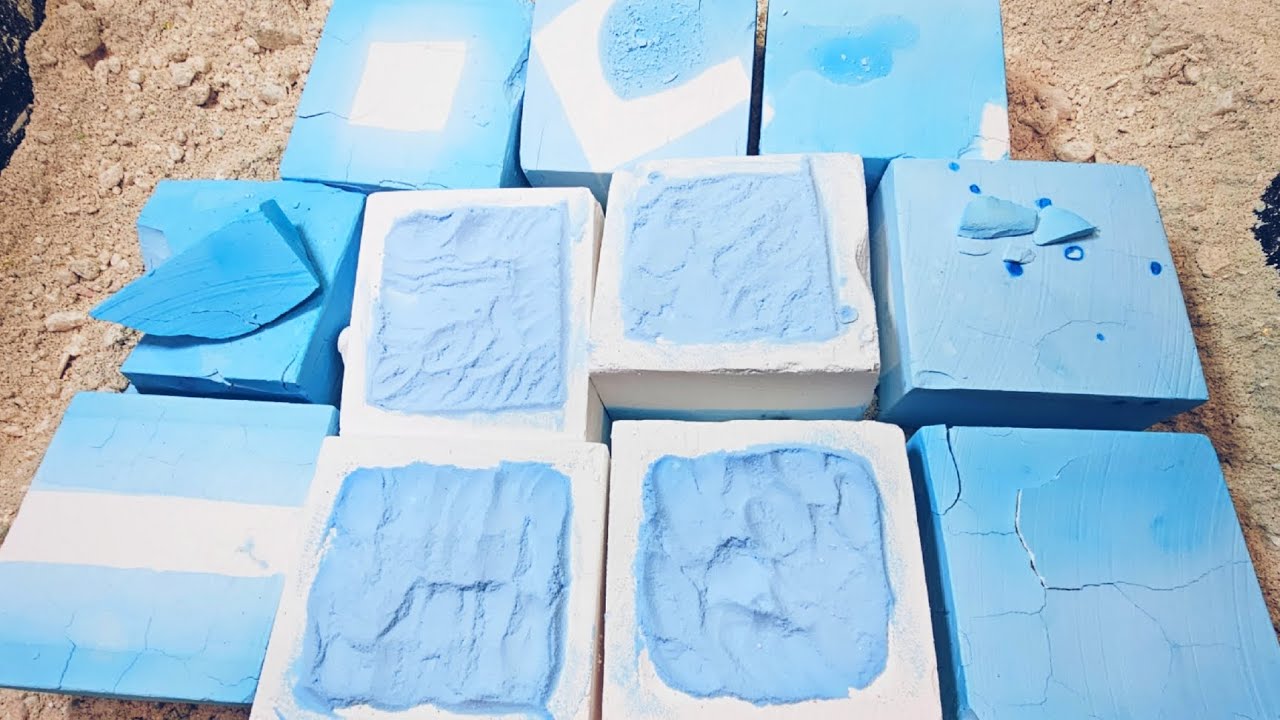 Blue Painted PJ Block Crush Gymchalk ASMR Satisfying Relaxing Sleepaid 😌 👌 ✨️ 