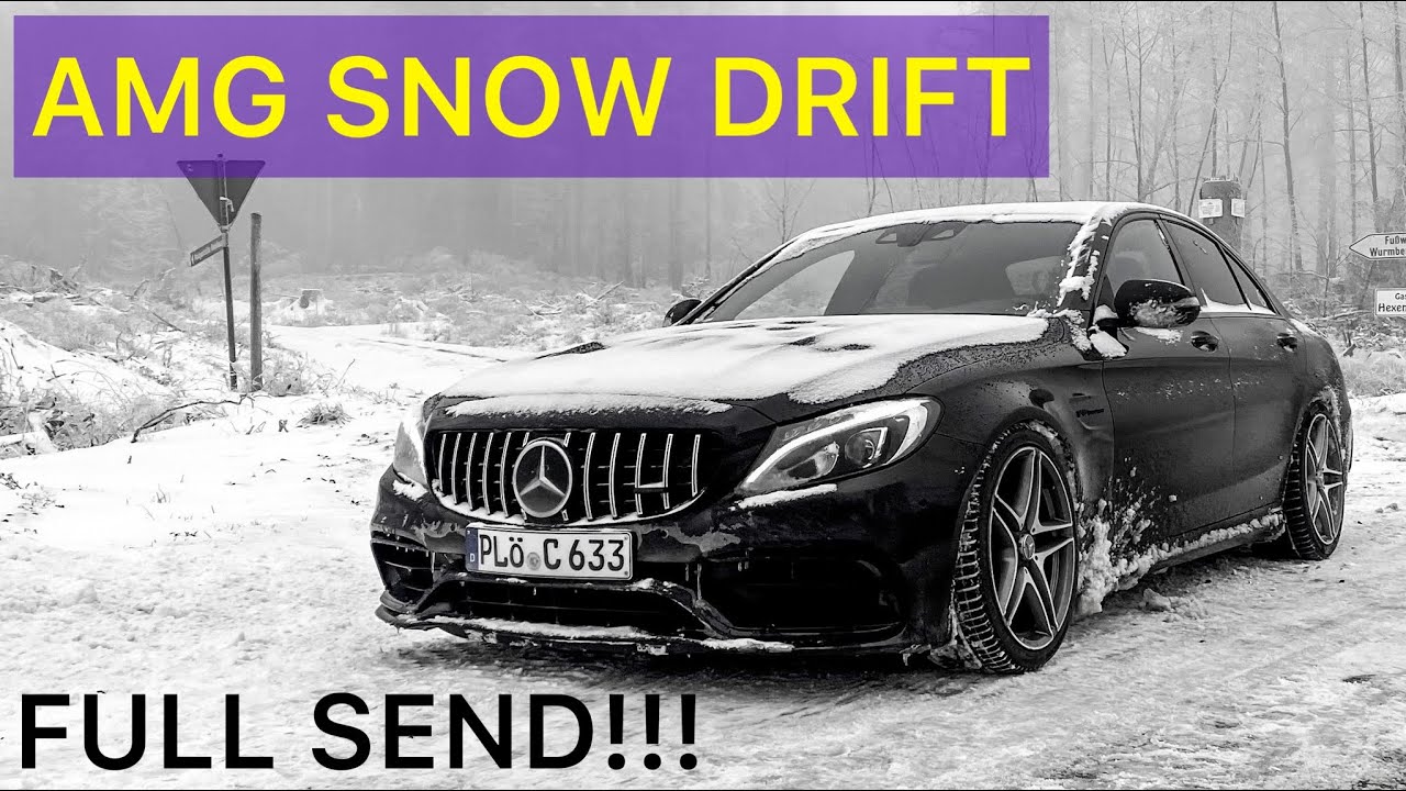Drifting the C63 AMG in snow! Bad idea?! 🤯 Pure Sound and Drifts 🌪