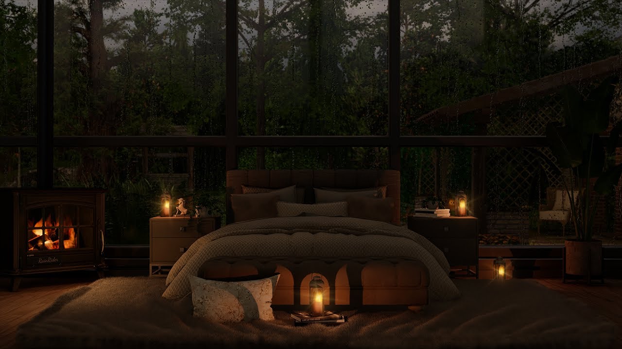 Cozy Thunderstorm Hideaway: Rain And Thunderstorm Sounds For Relaxing Sleep By The Fireplace