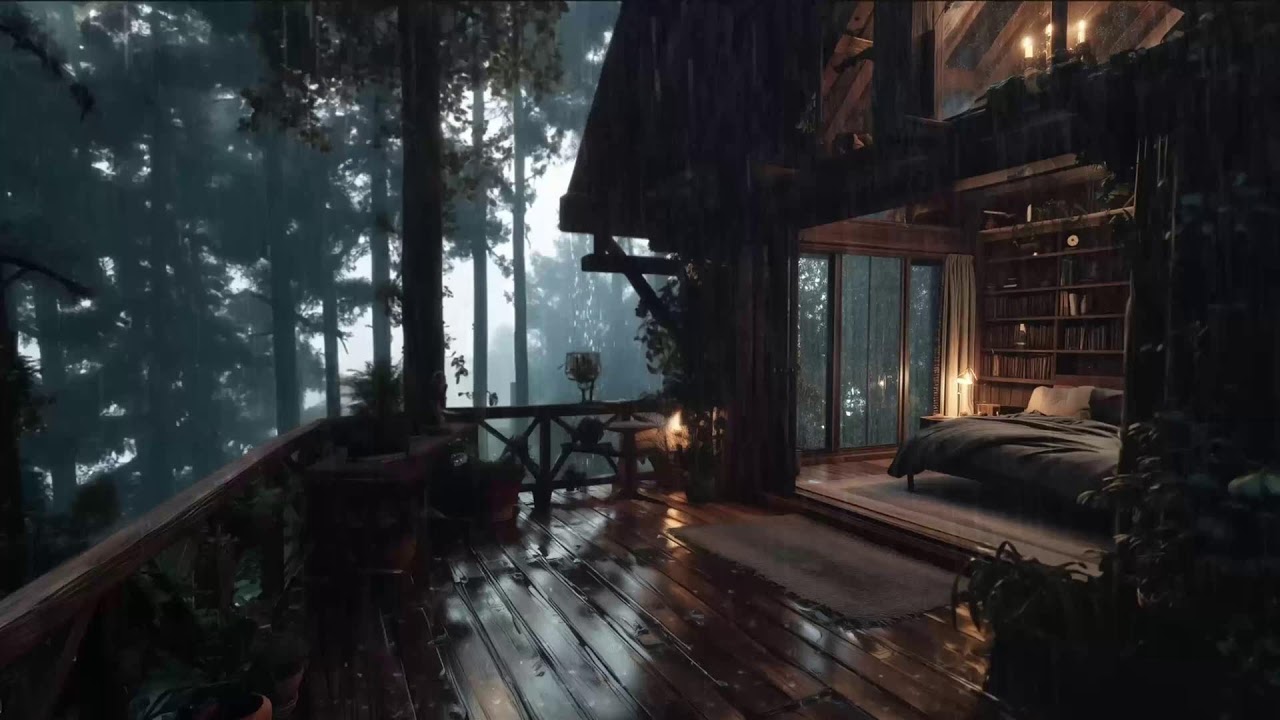 Forest Rain & Night Jazz 🎷 Calm Ambience for Relax & Study