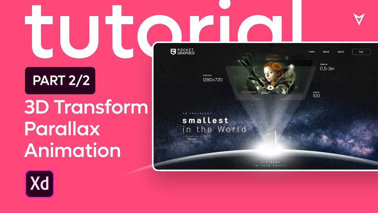 Adobe XD Animation Tutorial 2/2 - 3d Transform and Parallax Effect for Website Design.