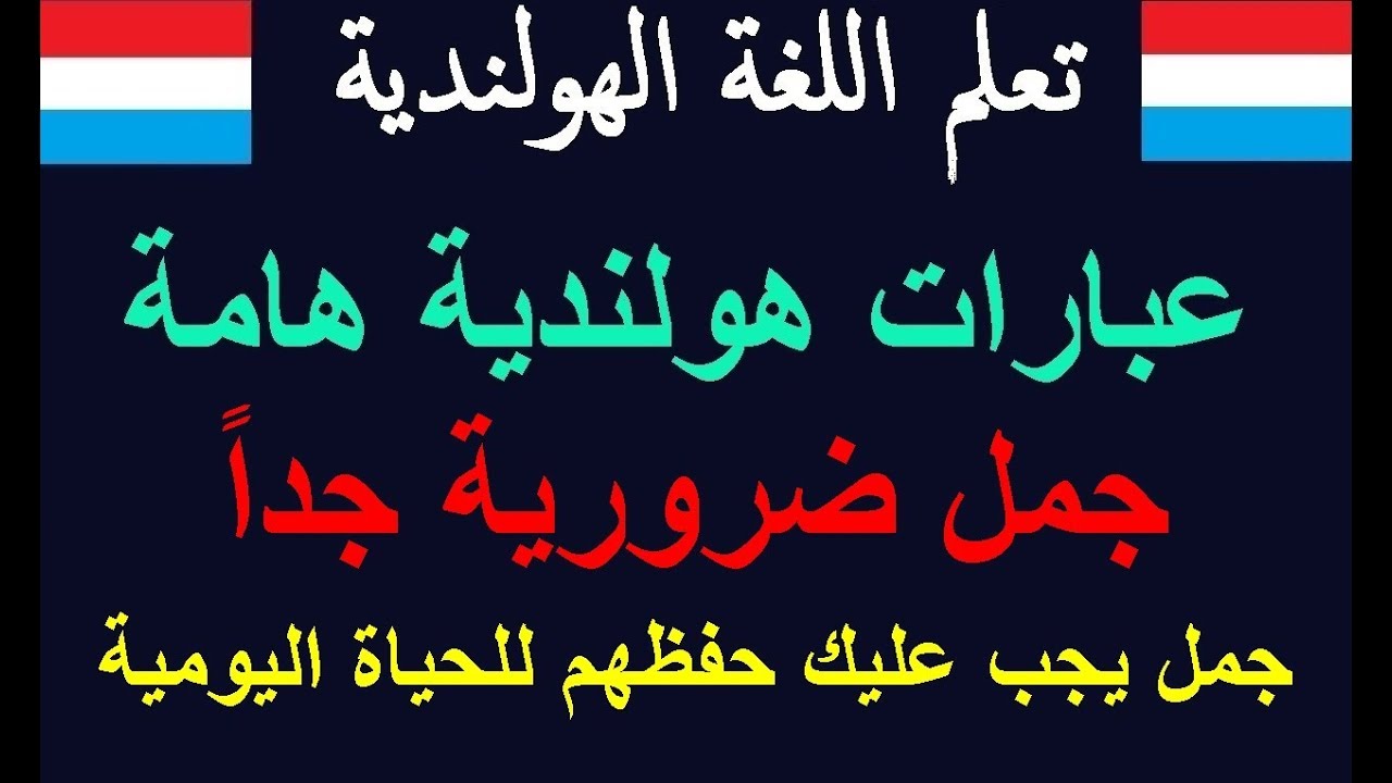 تعلم اللغة الهولندية جمل هامة جداُ للحياة اليومية بكل المجالات