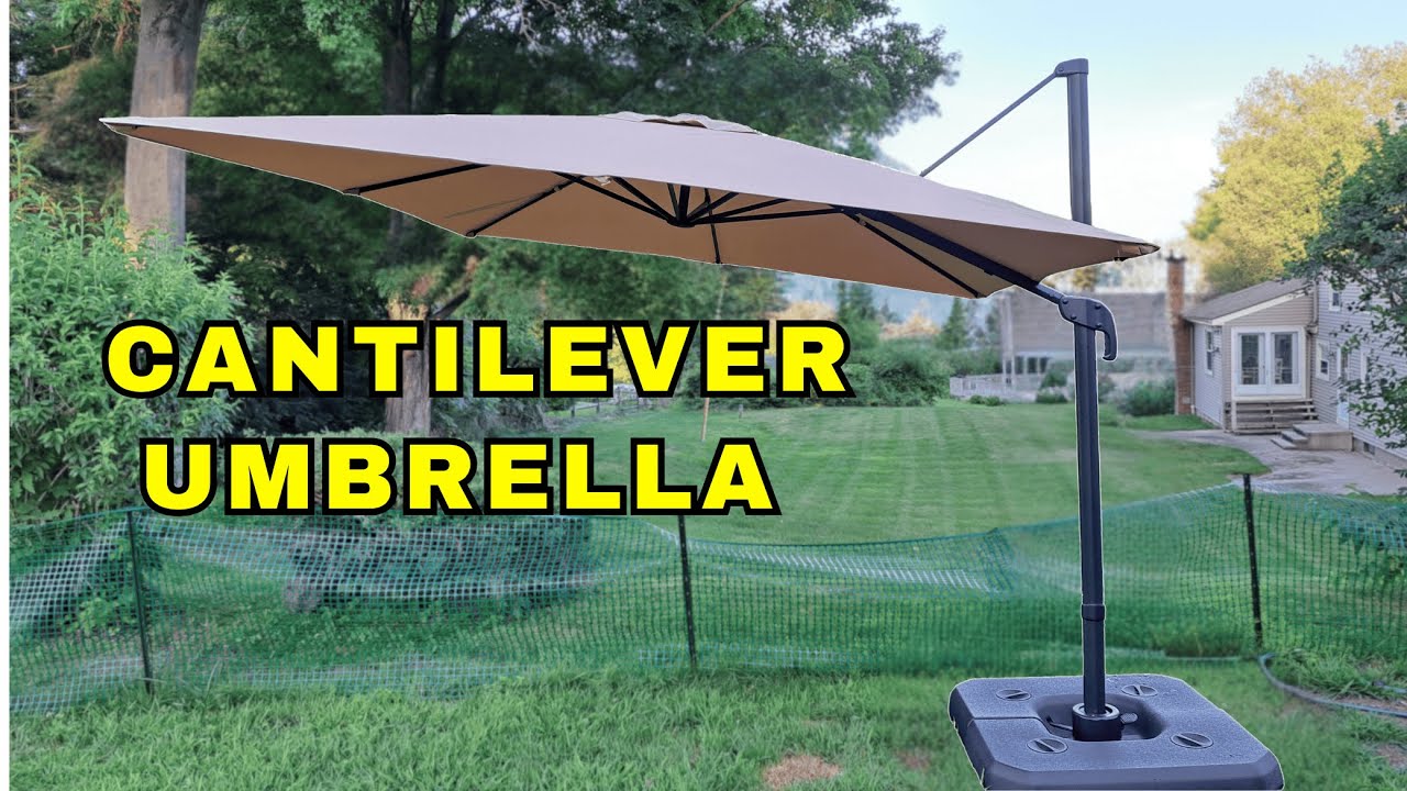 10ft LAUSAINT Cantilever Umbrella with 360-degree Rotation