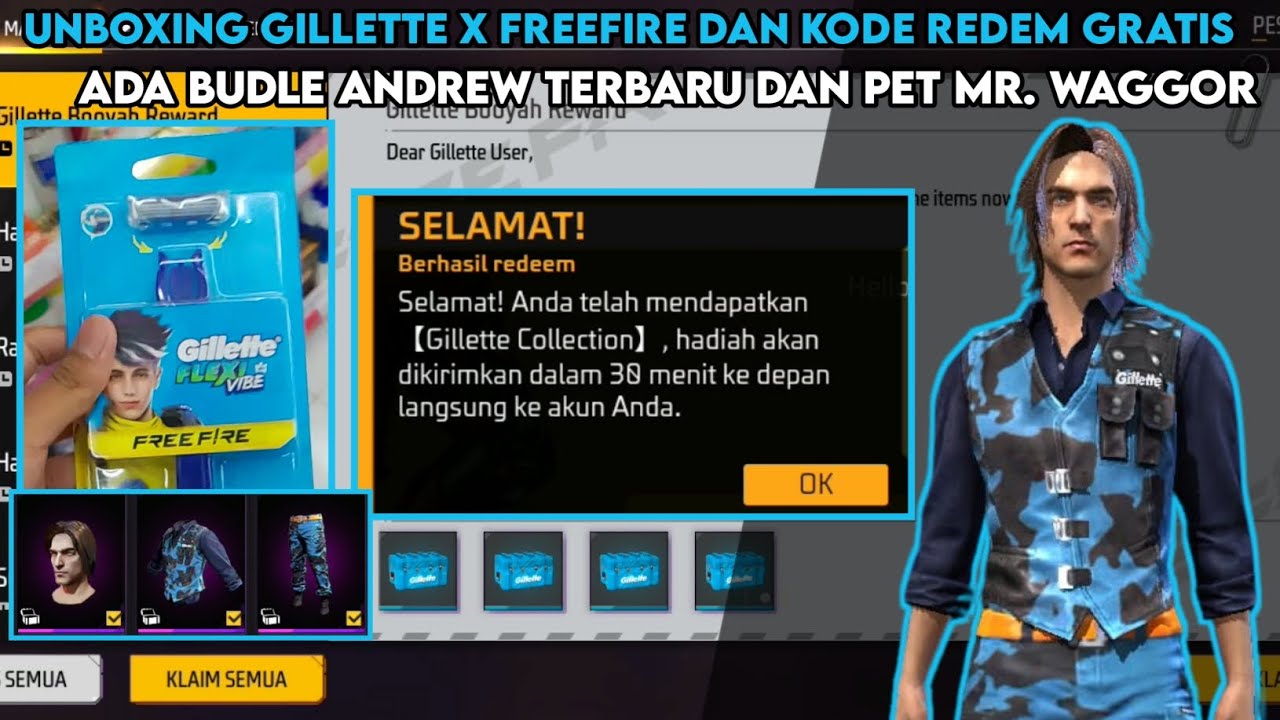 UNBOXING GILLETTE X FREEFIRE DAN ADA KODE REDEM GRATIS 😱