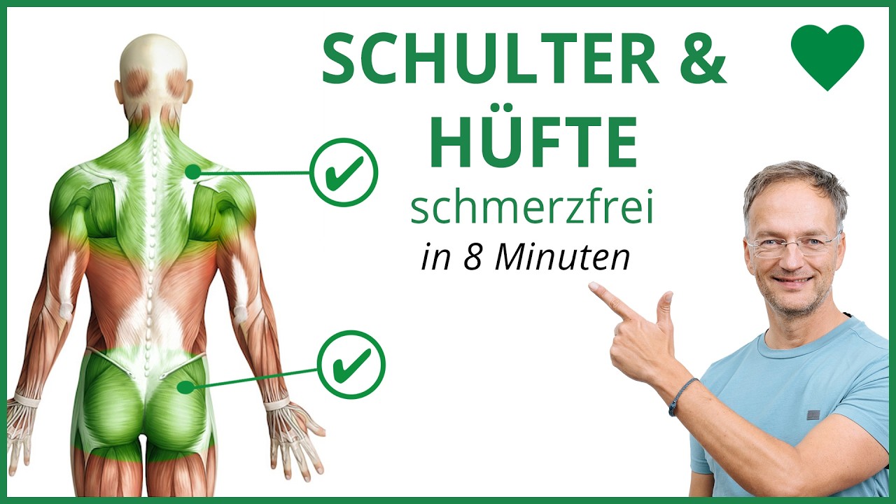8 Minuten schmerzfreie Hüfte & Schultern 💚 Lymph Übungen JEDEN TAG