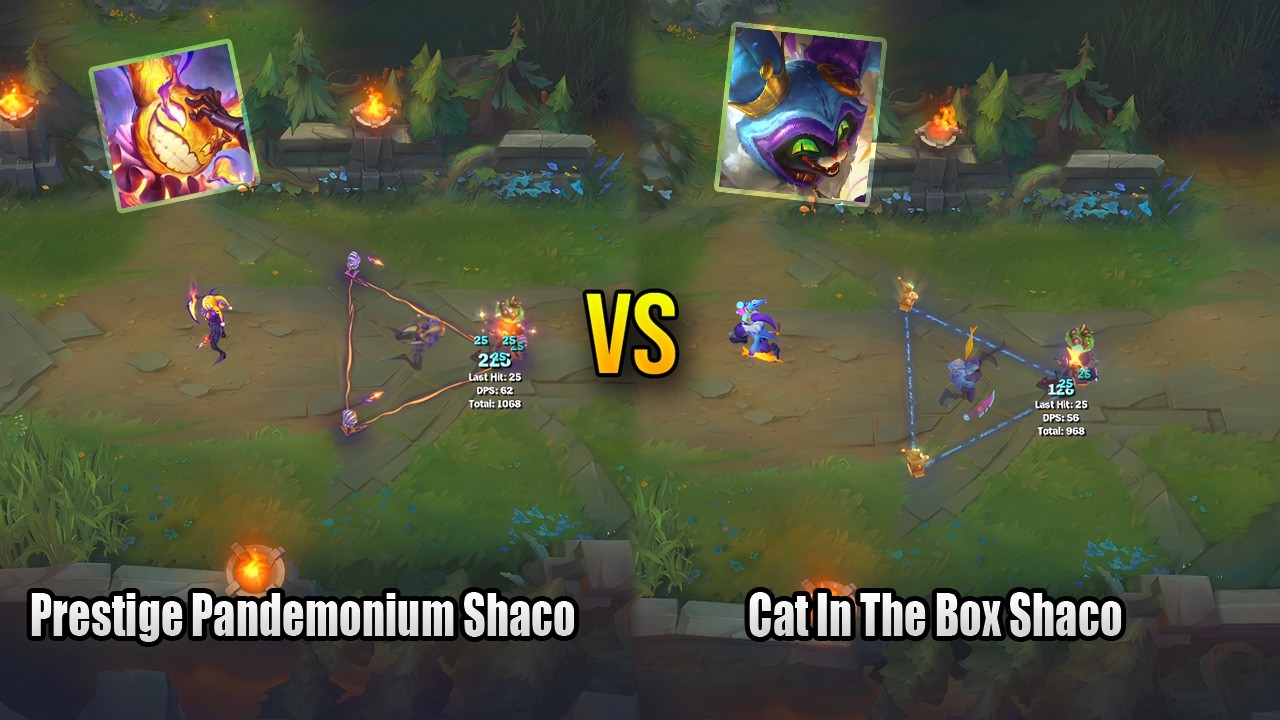 Сравнение скинов Prestige Pandemonium и Cat in the Box Shaco &mdash; League of Legends