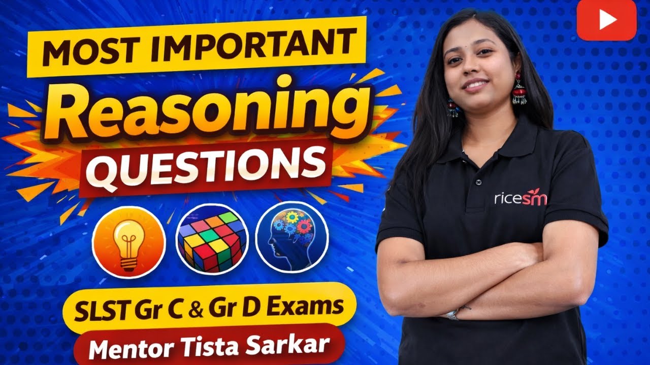Most Important Reasoning MCQs | SLST Gr C Exams | Tista Sarkar | RICE Education