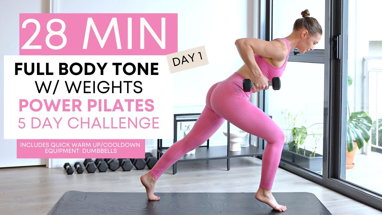 POWER PILATES CHALLENGE - Day 1 | Full body tone with weights