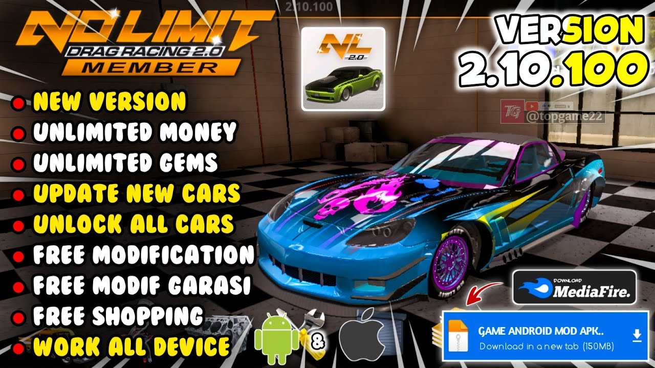 UPADATE! NO LIMIT DRAG RACING 2 MOD APK V2.10.100 Latest Version 2026 | Unlimited Money & Coins