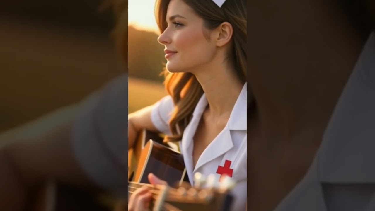 Sexy girl playing guitar acoustic in Spain