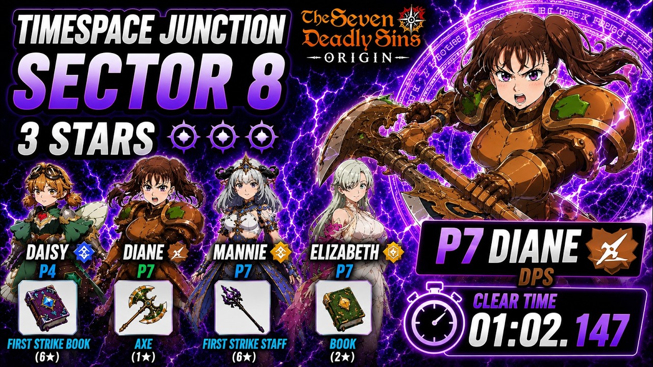 Timespace Junction Sector 8 3★ Clear with Diane Axe P7 | 7DS Origin