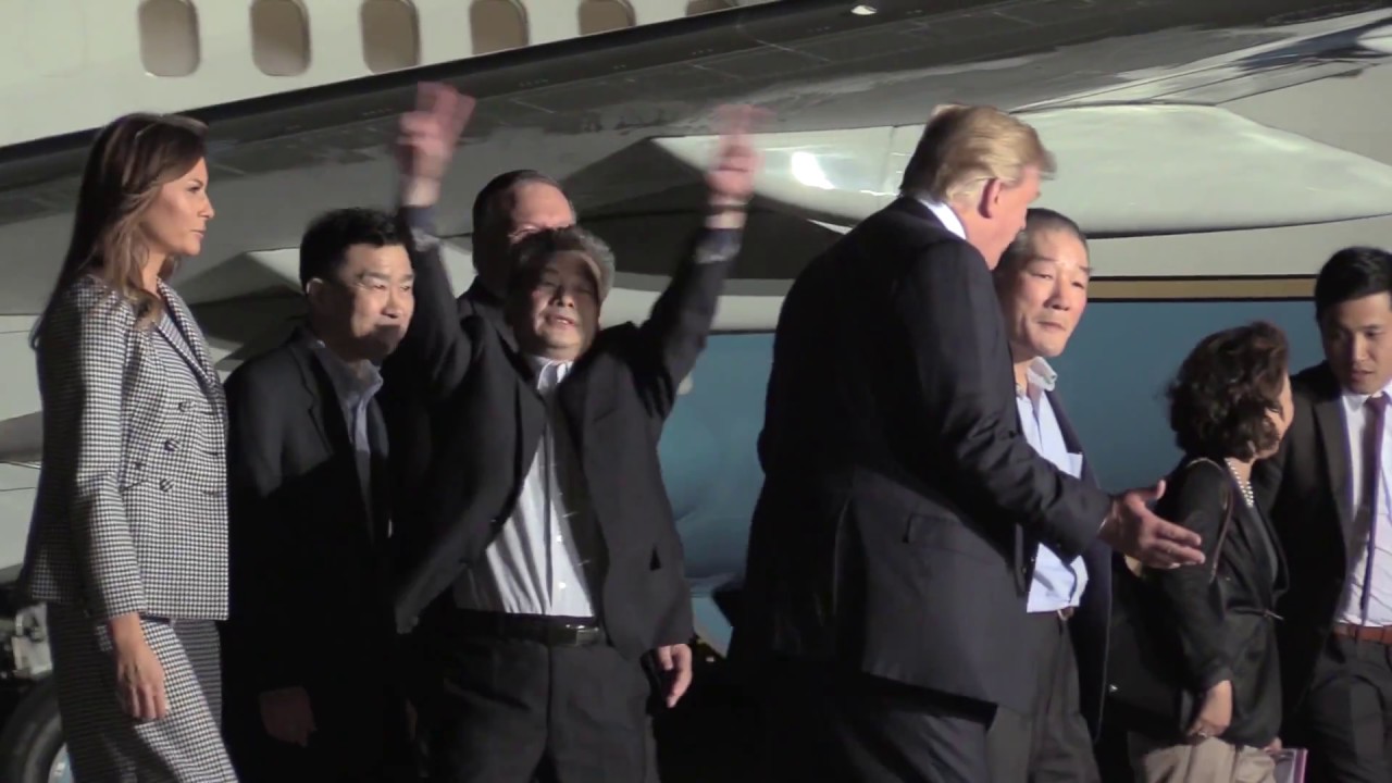 President Trump welcomes American detainees back from North Korea @ Joint Base Andrews