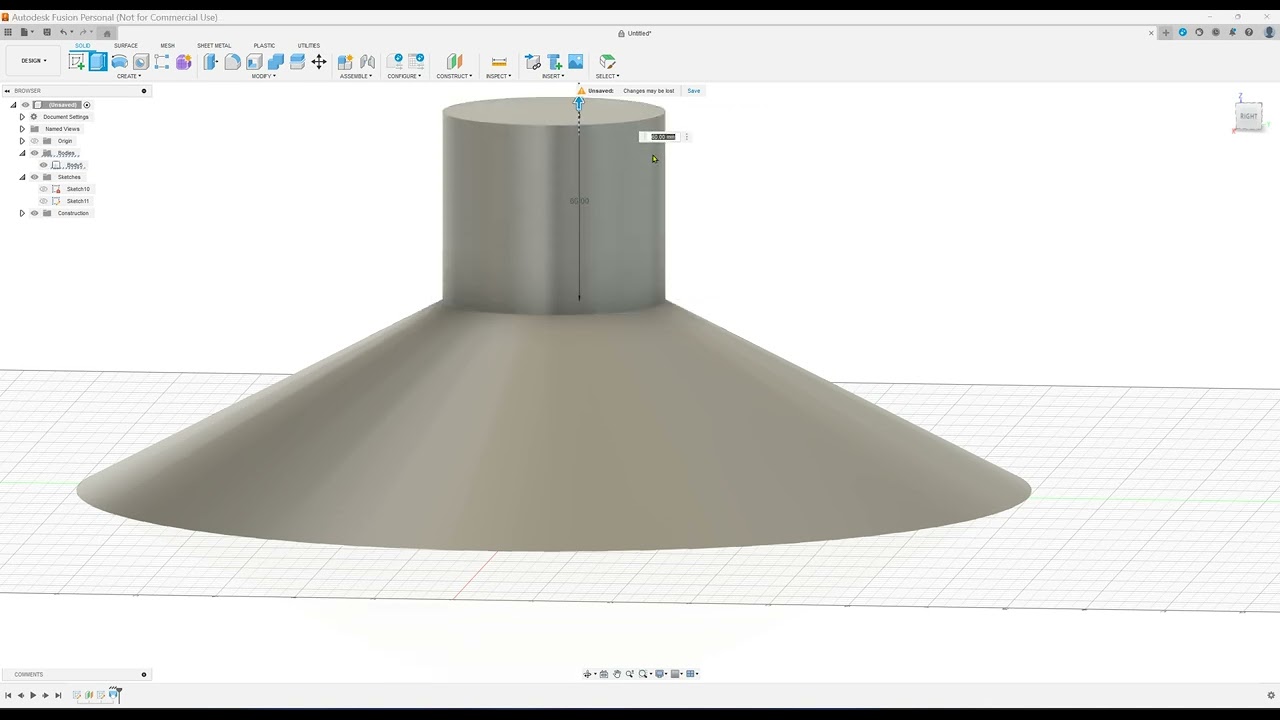 Create a funnel quickly in fusion 360