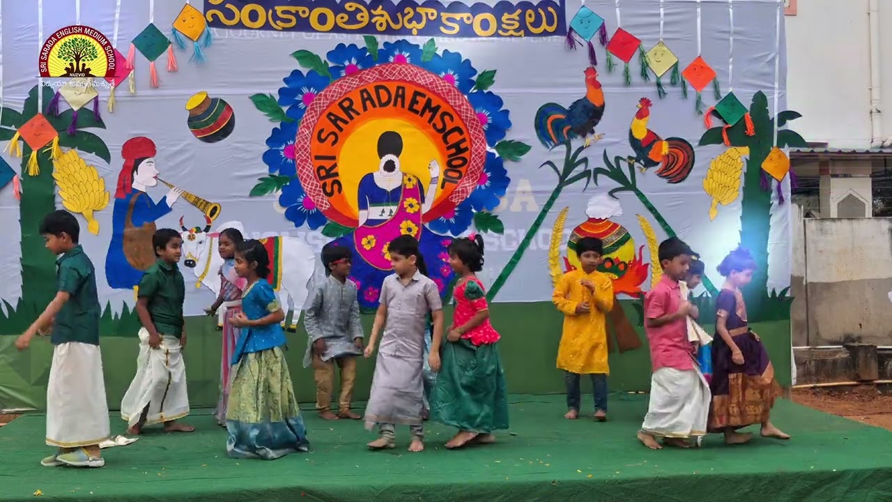 BLOCKBUSTER PONGAL||KIDS DANCE||SANKRANTHI SAMBARALU IN SRI SARADA (E.M) SCHOOL||NUZVID||