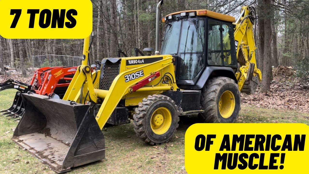 John Deere 310SE backhoe popping stumps!!!