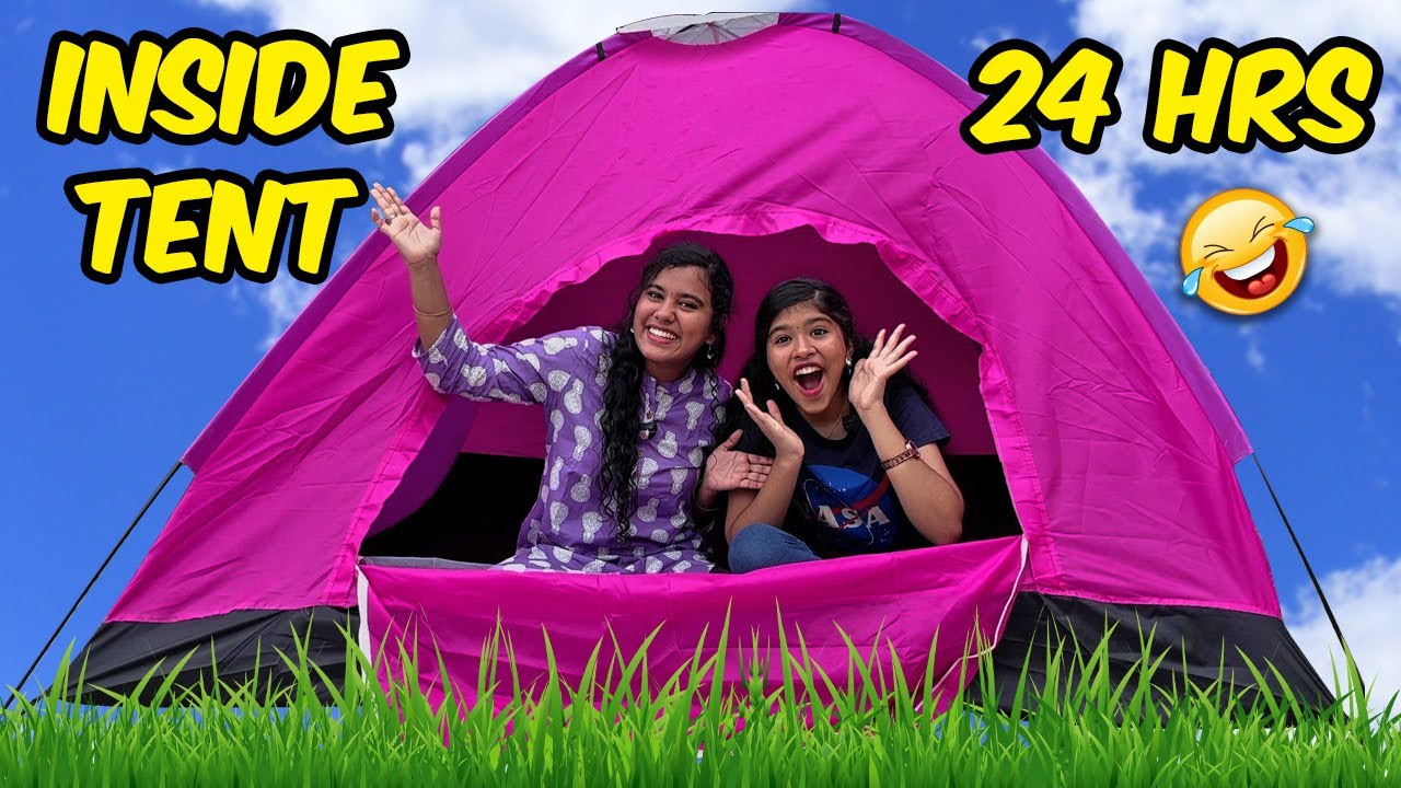 😱Living Inside TENT for 24 HRS - 😜Crazy CHALLENGE🔥 || Ammu Times ||