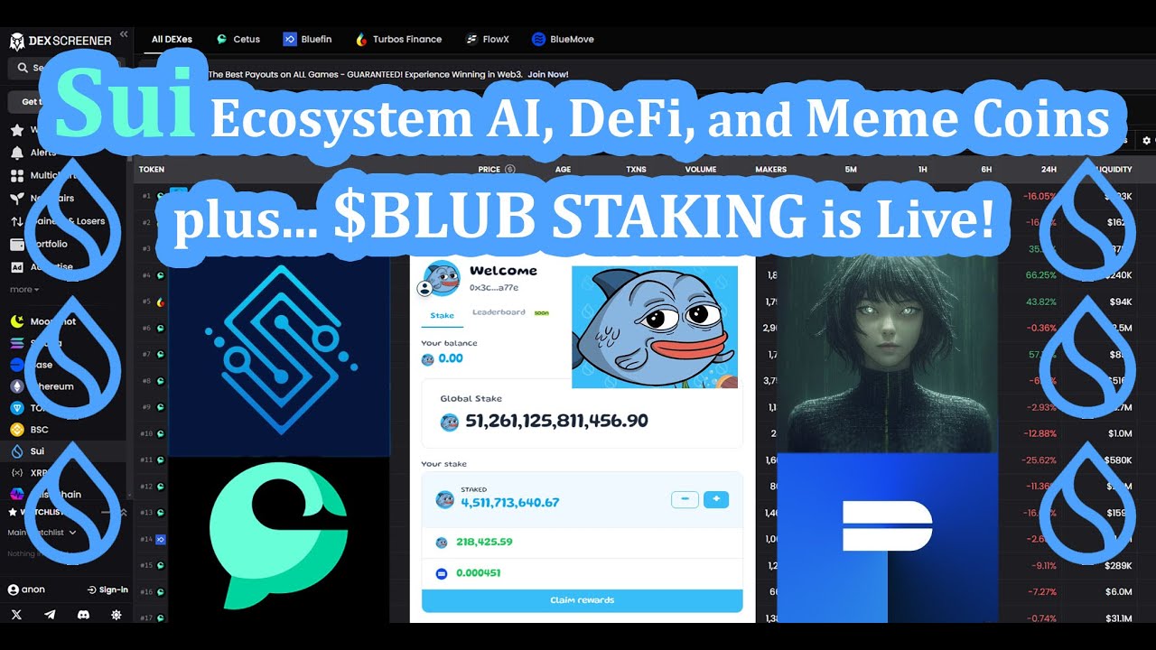 How to Stake Sui Meme Coin $BLUB to Earn Rewards + A Look at Sui AI and Utility Tokens!