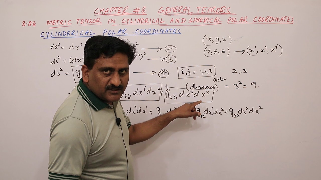 73. Metric Tensor in Cylindrical Coordinates | General Tensors  | Tensor Analysis  | Prof Khalid