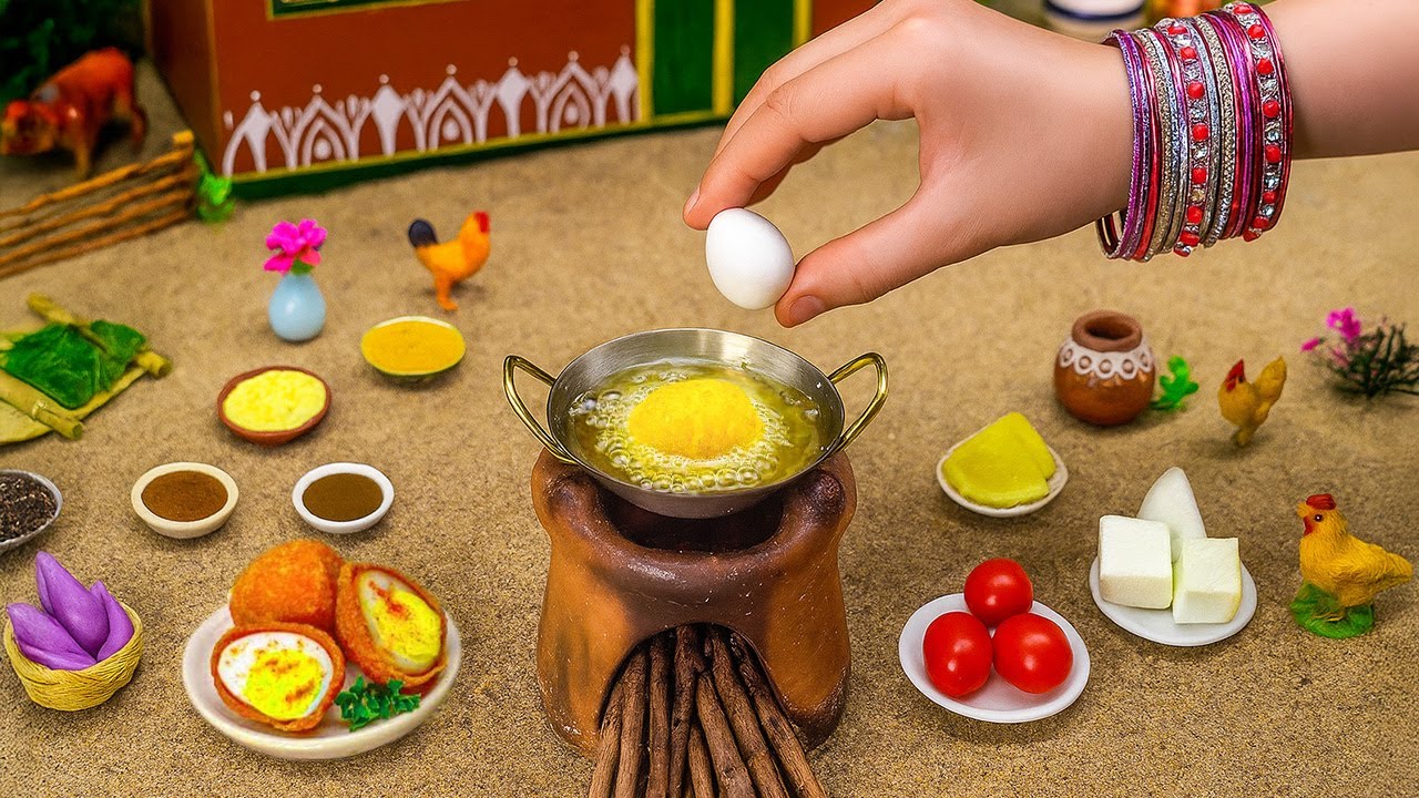 How to Make Miniature Egg Bonda Recipe 🥚😋 Indian Egg Pakoda | Tiny Foodkey