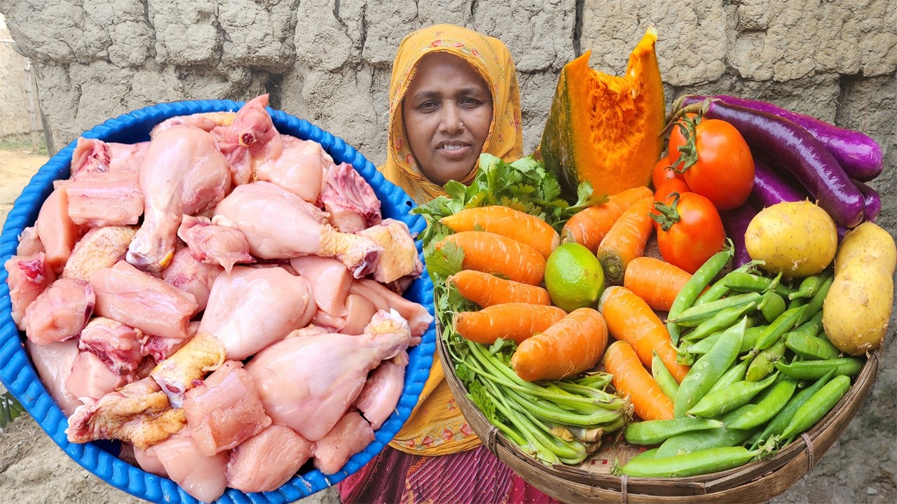 শীতকালীন সবজি দিয়ে দারুন স্বাদের ব্রয়লার মুরগির মাংস রান্না Healthy Vegetables with Chicken Curry