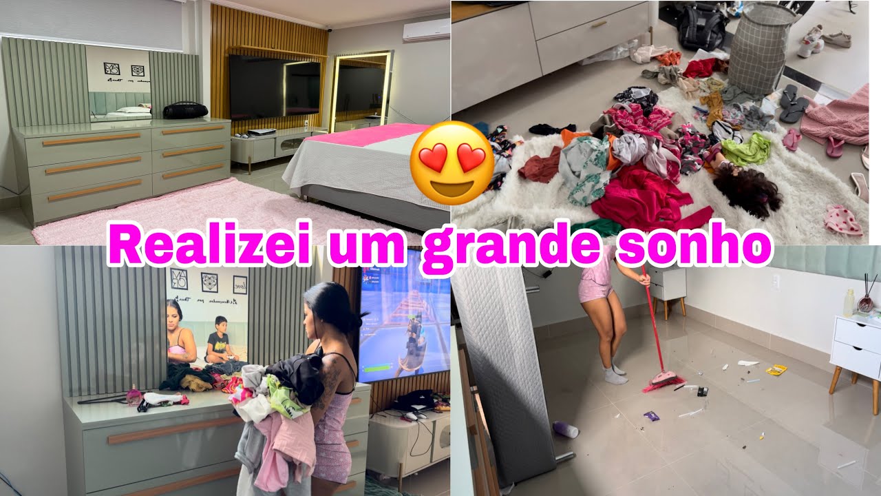 FAXINA COMPLETA NO MEU QUARTO // CAMA POSTA DA SEMANA // FICOU MUITO FOFO😍