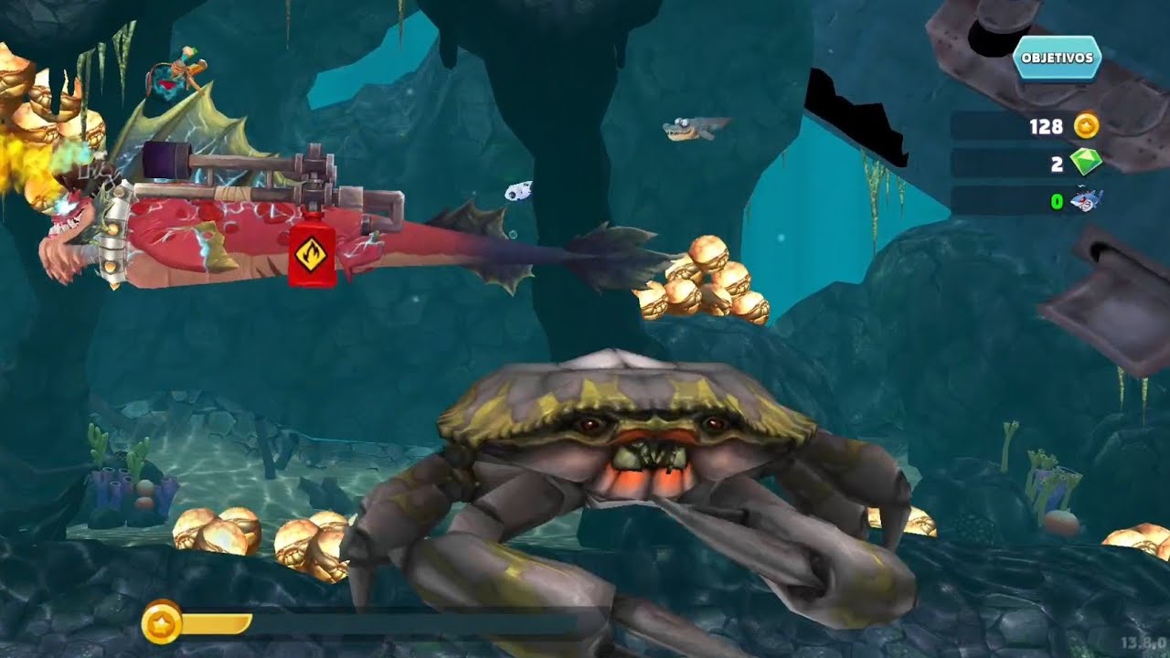 Cazando el cangrejo hungry shark 