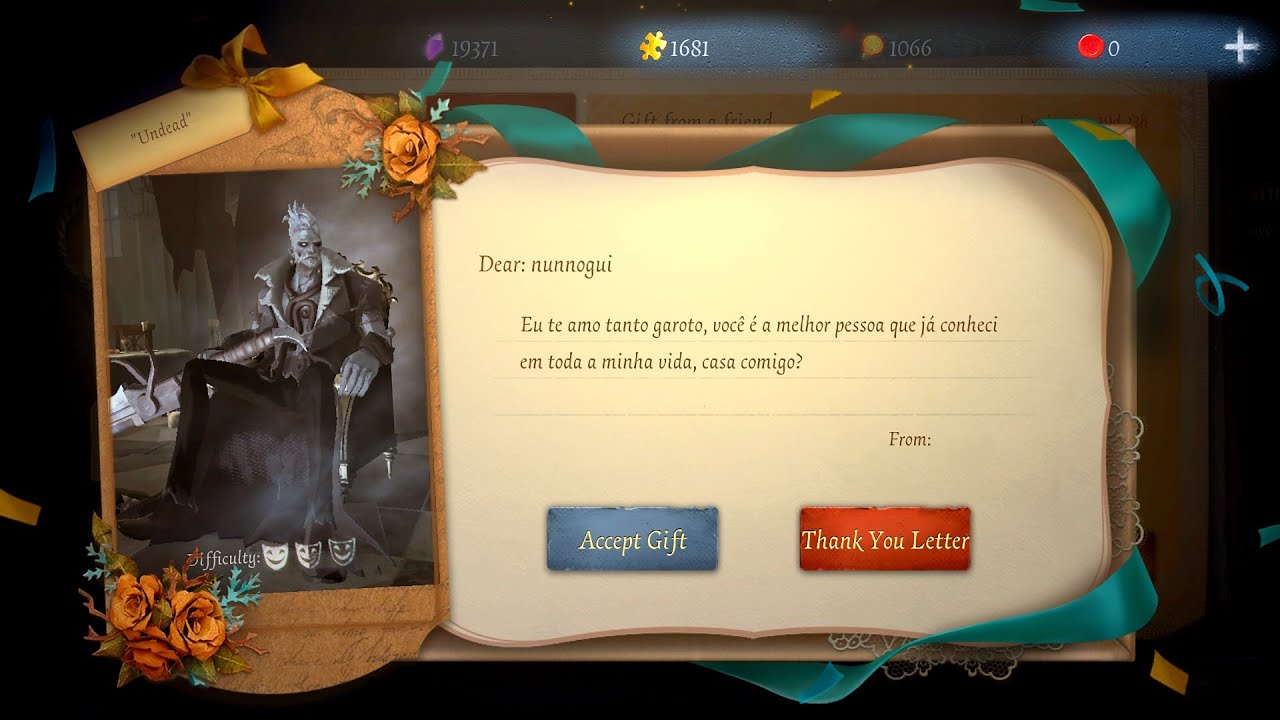 Undead: Gift From My Boyfriend (New Hunter) | Identity V | Gameplay