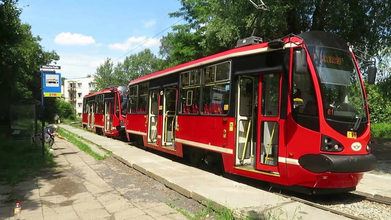 Tramwaje Sląskie - Linia 21 Będzin Osiedle Zamkowe Pętla - Sosnowiec Milowice Pętla [ 06.2022 ]
