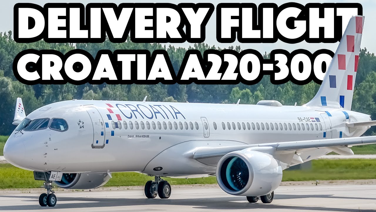 DELIVERY FLIGHT! Croatia Airlines FIRST Airbus A220-300 departs Montreal/Mirabel (YMX/CYMX)