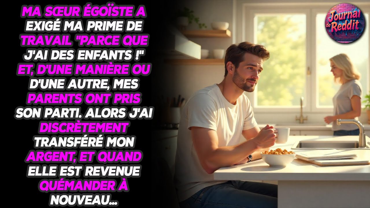 Ma sœur prétentieuse a exigé ma prime de travail « parce que j'ai des enfants ! » et, d'une manière