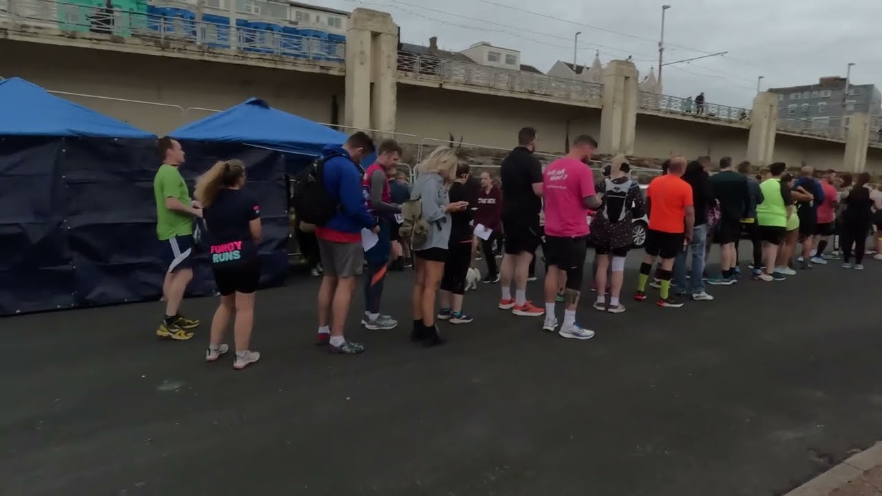 Toilet queue at the 2024 Blackpool Run the Lights on the Old Mad Dog Channel