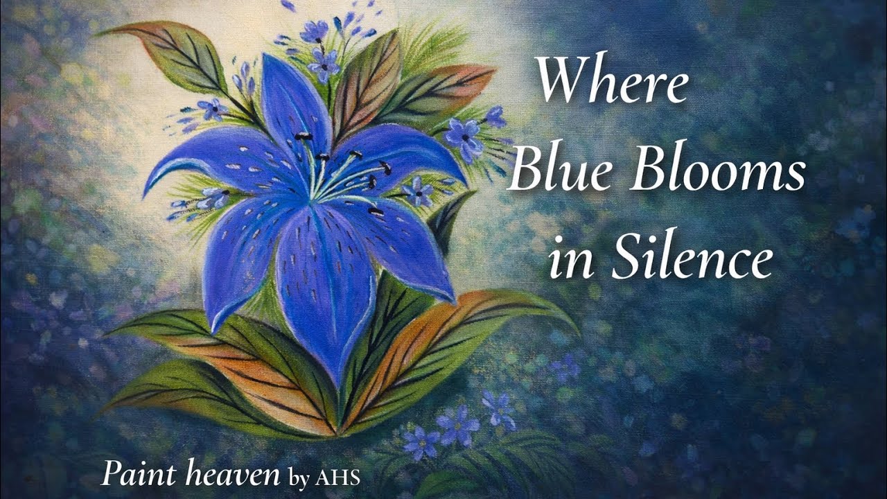 Blue Lily Flower’s Leaf Painting on Fabric | Where Blue Blooms in Silence |Part 1 @PaintHeavenByAHS 