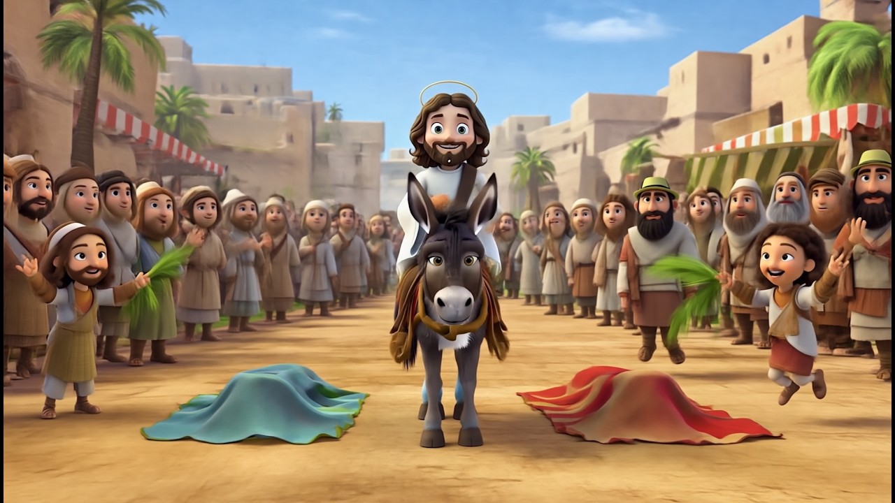 Jesus’ Triumphal Entry with Palm Branches | Bible Story Song | Palm Sunday Song for Kids