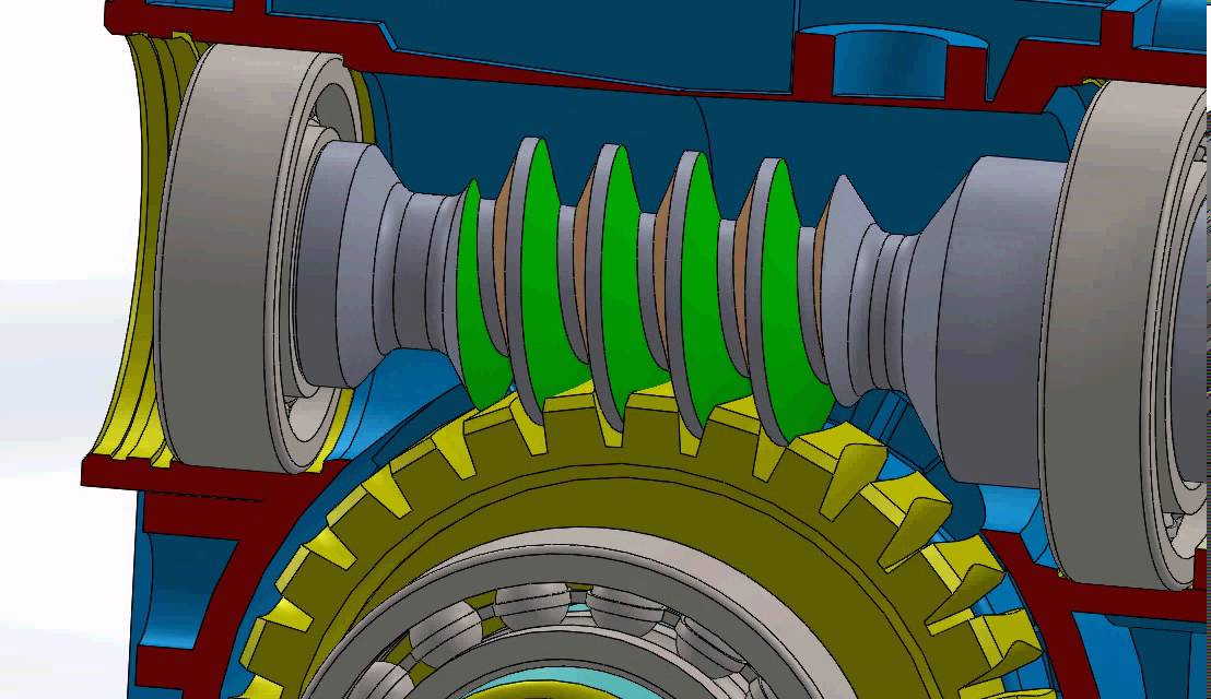 R&eacute;ducteur roue vis sans fin en coupe IPEIN