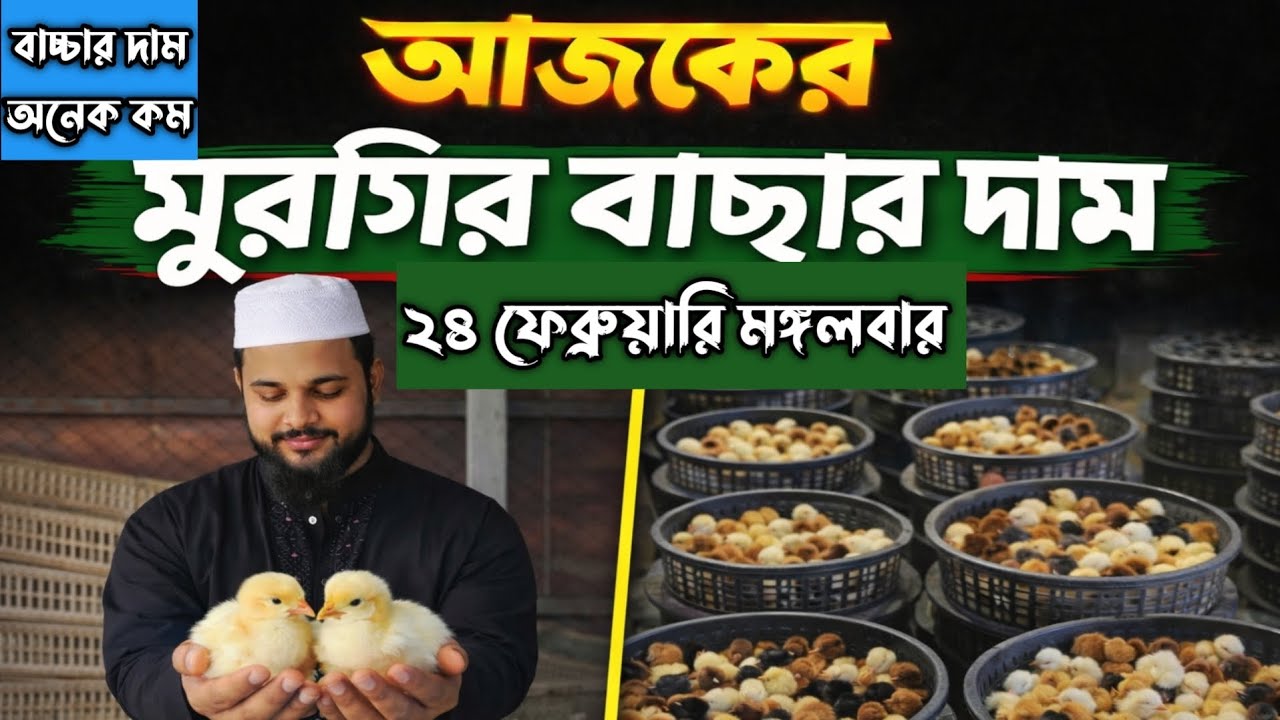 কম দামে মুরগির বাচ্চা কিনুন | ২৪ ফেব্রুয়ারি মঙ্গলবার | বয়লার, সোনালী, কালারবাট, টাইগার, ফাওমি