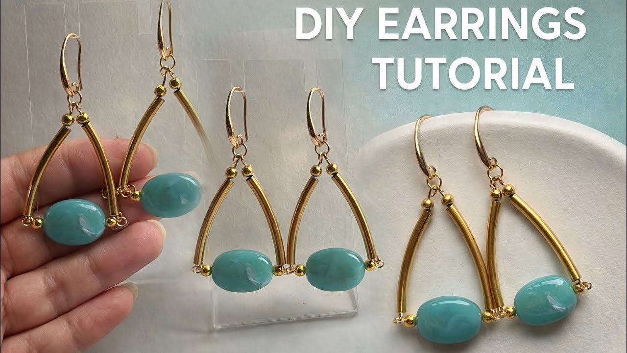 DIY Gold & Turquoise Teardrop Earrings Tutorial