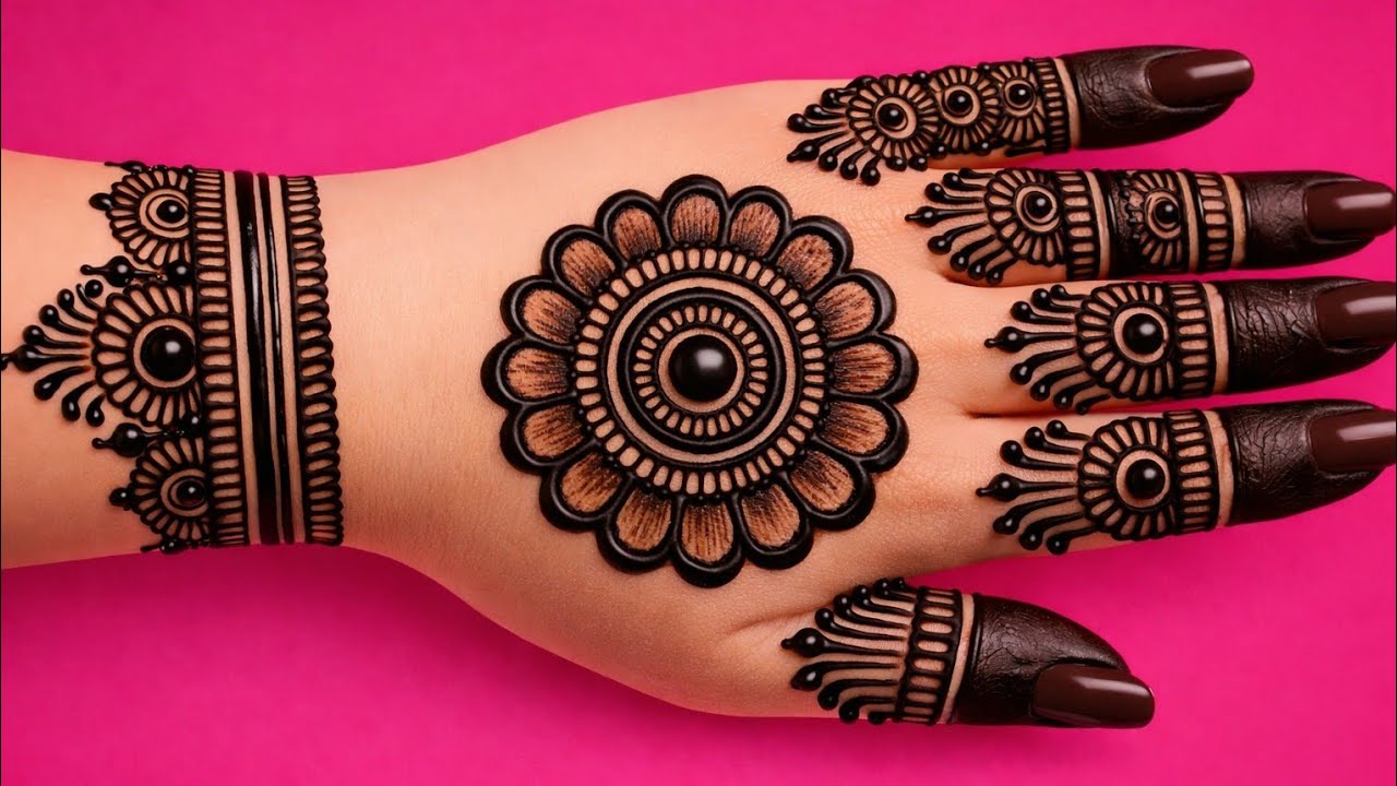 Beautiful Stylish Mehndi Design for front hand | bold floral gol tikki mehndi design | mehndi design