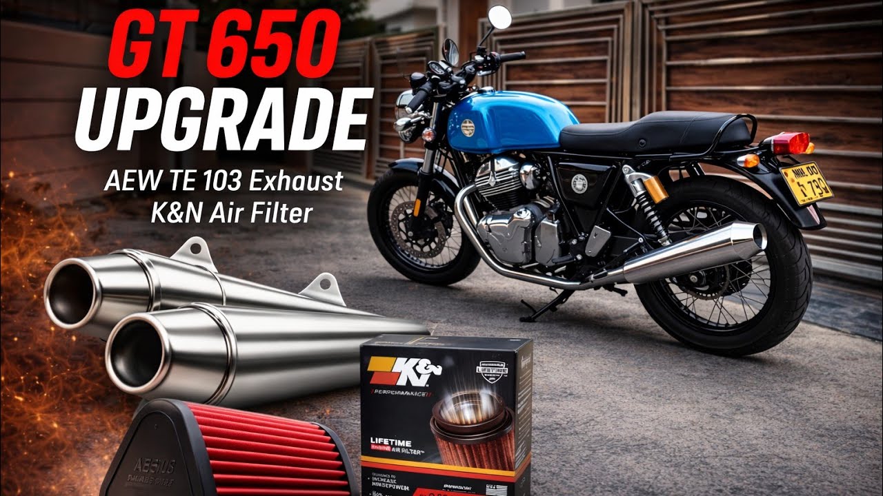 Royal Enfield Continental GT 650 Exhaust Upgrade | AEW TE 103 & K&N Air Filter Installation + Sound