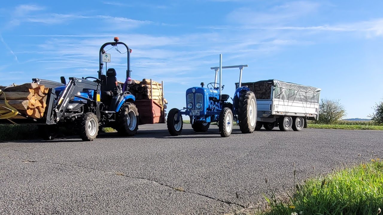 Brennholz Transport  im Odenwald mit dem Solis 26 und Ford Dexter 