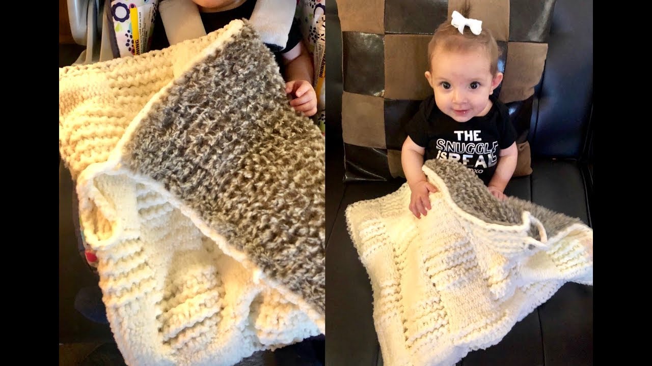 How To Loom Knit A Reversible Baby Lovey/Security Blanket  || Basket wave Fur Lovey || Part 1